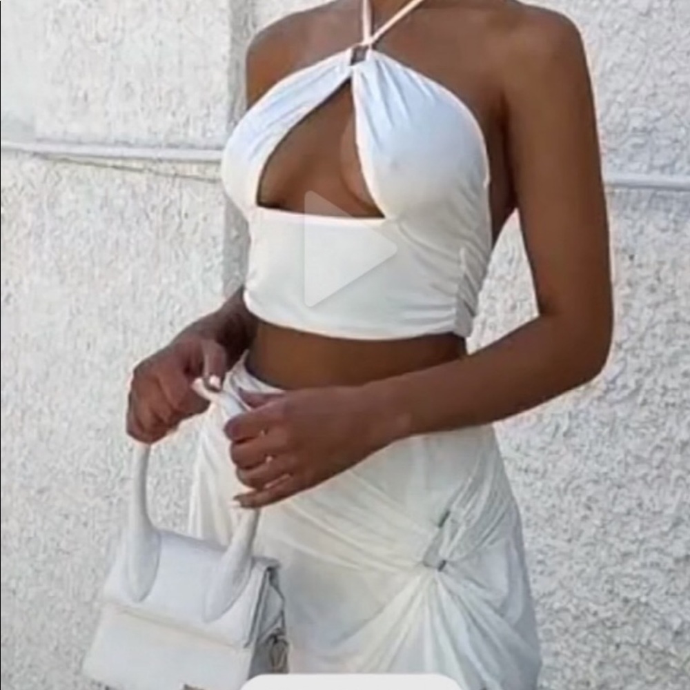White cut out crop top